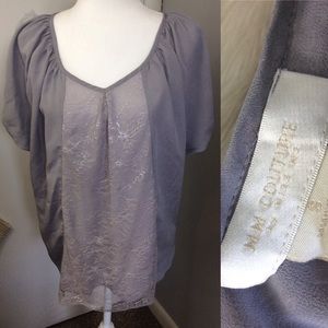 MM Couture Gray Lace V Neck Blouse Miss Me Sz S